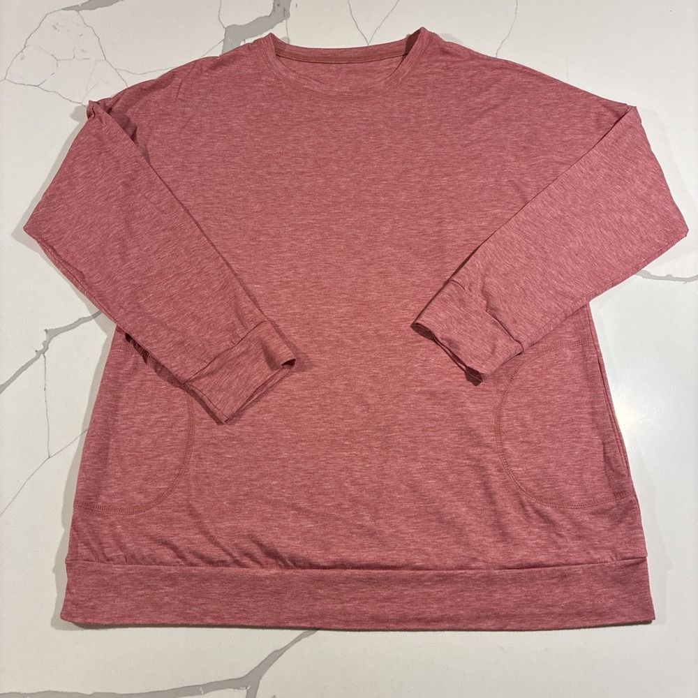 Unbranded Women's Shirt Red Long Sleeve‎ Top Round Neck Pullover Pocket Detail